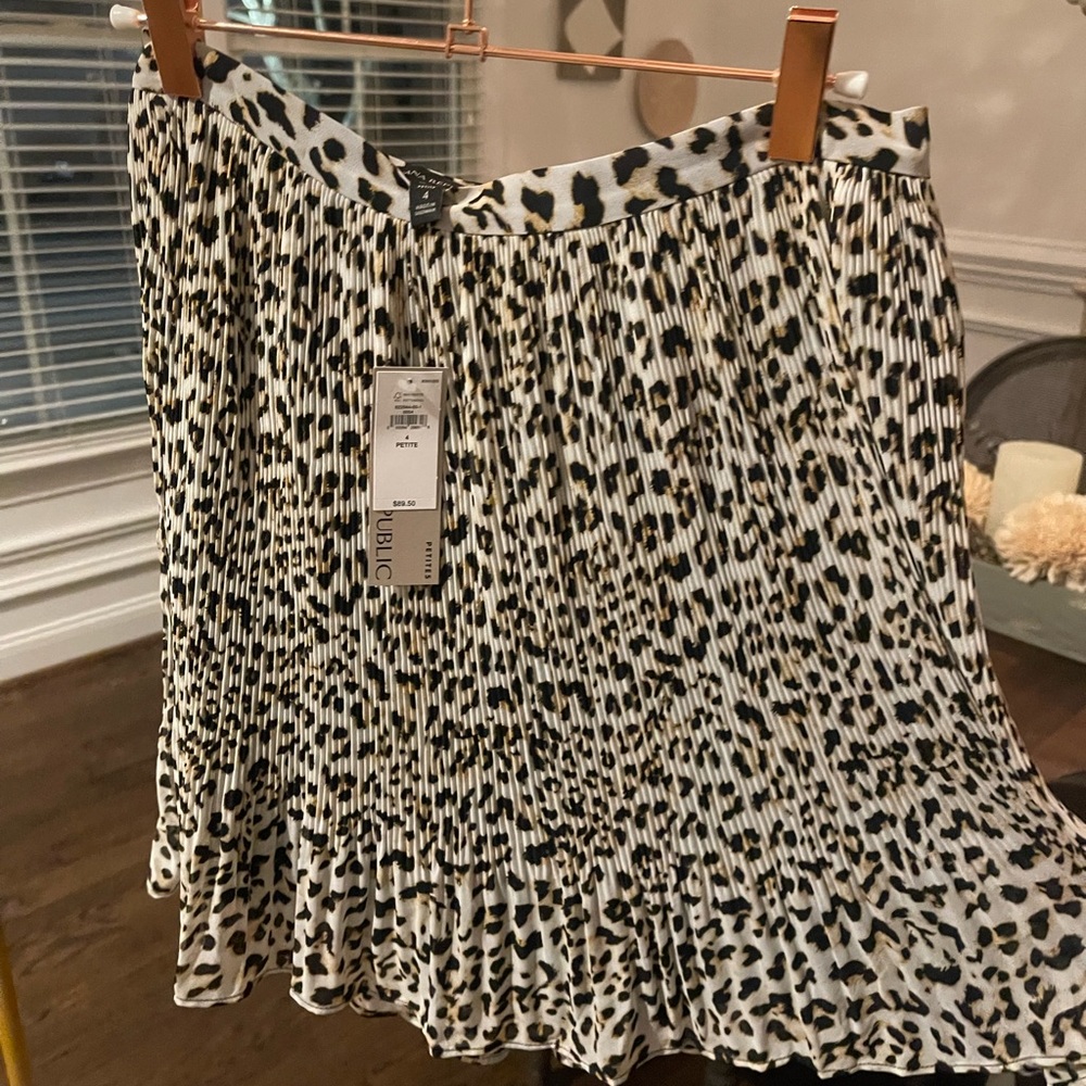 Banana Republic Leopard Pleated Mini Skirt
